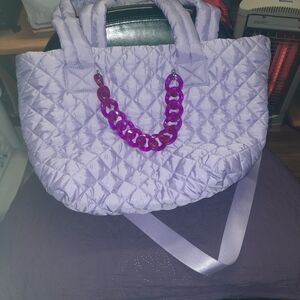 Lilac Quilted Tote with Vibrant Chain